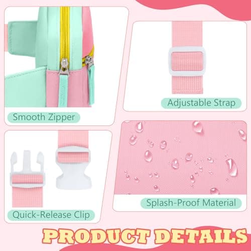 WOOMADA Fanny Pack, Crossbody Bag Waist Bag with Adjustable Waistband, Cute Belt Bag for Gifts(Turquoise&Pink) - Thumbnail 5