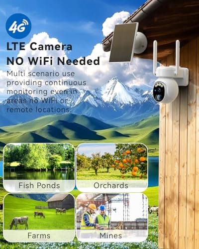 Slice Jelly 4gLte Cellular Security Camera, No WiFi Security Camera ，360°View PTZ, ABS Fireproof IP65 Waterproof, 2K HD Color Night Vision, Human Tracking, 2-Way Audio - Thumbnail 6