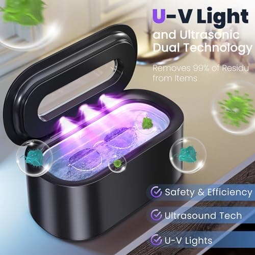 Ultrasonic Jewelry Cleaner, 48KHz Professional Ultrasonic Cleaner for Eyeglasses, Rings, Retainers, Dentures, 30W Jewelry Cleaner Ultrasonic Machine with Dual Cleaning Modes, Digital Timer - Thumbnail 3