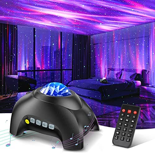 Northern Galaxy Light Aurora Projector with 33 Light Effects, LED Star Projector for Bedroom Nebula Lamp, Remote Control, White Noises, Bluetooth Speaker for Parties - Image 1
