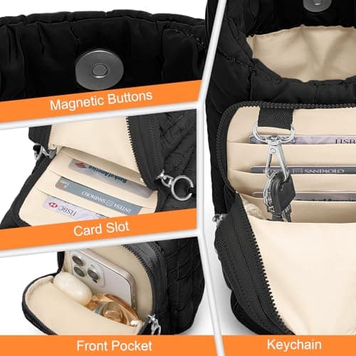 WOOMADA Water Bottle Holder RFID Crossbody Bag for Women, Ideal for Walking, Hiking, Cycling(black) - Thumbnail 5