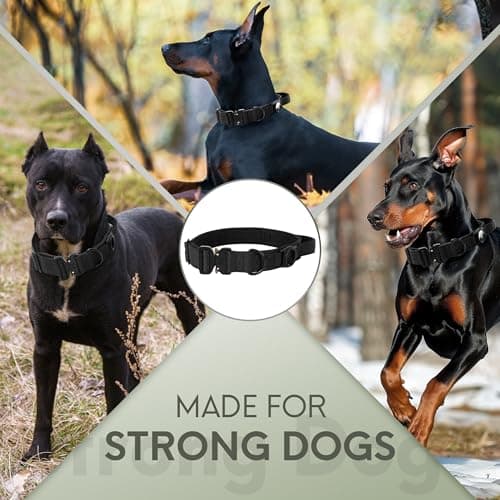 Jumpress Heavy Duty Tactical Dog Collar with Airtag Holder, 1.5’’ Wide Large Dog Collar with Comfortable Handle, Durable Airtag Dog Collar for Large Dogs (Black,Neck 20-24’’) - Thumbnail 6