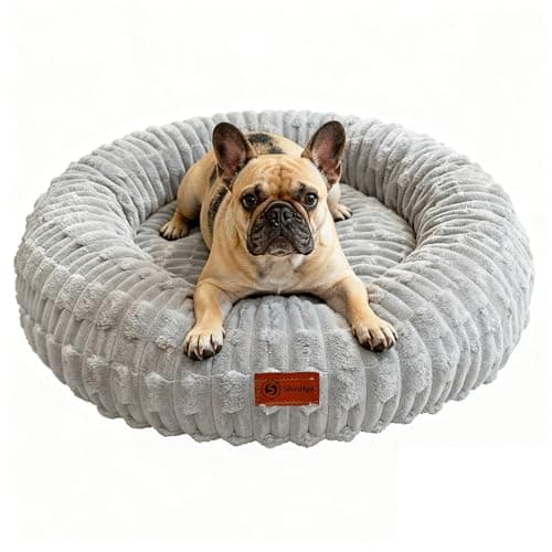 ShinHye Dog Bed for Small Dogs & Cats, Washable Calming Round Pet Bed with Non-Slip Bottom, Soft Indoor Puppy Bed(ZJ-Grey-23x23)