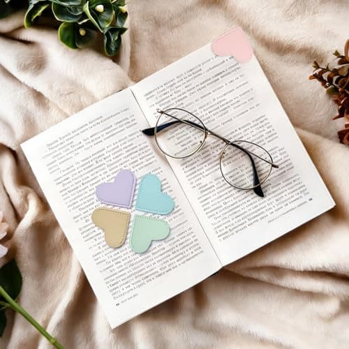 Yuwiiuuo 30 Pcs Leather Heart Bookmarks for Women, Cute Book Marks for Reading, Ideal Gift for Home, Office, School Reading Supplies (6 Colors) - Thumbnail 4
