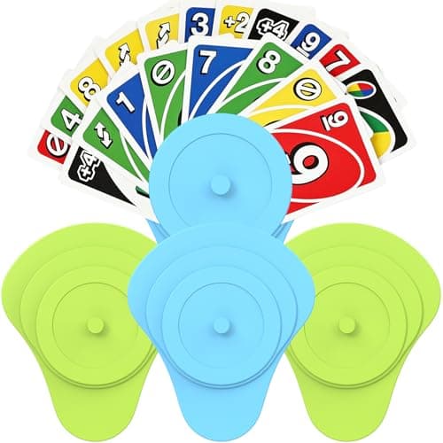 Playing Cards Holder for Little Hands Stocking Stuffer for Boy Girl UNO Game Nights, Poker, Canasta, Spite Malice, Playing Card Accessories for Family Gatherings & Travel, Set of 4 (2 Blue + 2 Green) - Image 1