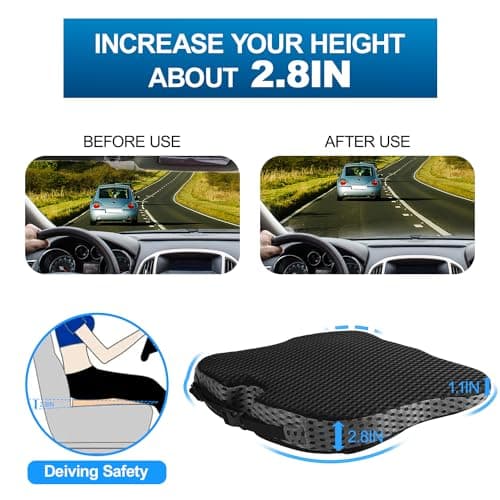 Hapiclody Car Seat Cushion for Driving,Office Chair Cushions Non-Slip Hip & Lower Back Tailbone Chair Pillow Pad,Memory Foam Seat Cushion for Car Seat Driver Truck Desk Wheelchair - Thumbnail 2