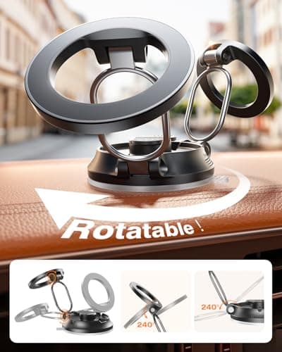 SUPERONE Car Phone Holder for Magsafe [78+LBS Strongest Suction & 2800gf Magnetic] 360° Adjustable Magnetic Car Mount, Foldable Cell Phone Holders for Your Car for iPhone 17 16 15 14 13 12 Series - Thumbnail 6