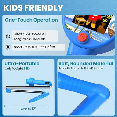 DR.ÖTEK Metal Detector for Kids - Innovative 2.4” Color LCD Display, 6.7” LED-Lit Coil, Adjustable & Lightweight Kids Metal Detector with Safe Rubber Grip, STEM Gifts for Boys & Girls Ages 3-12, Blue - Thumbnail 5