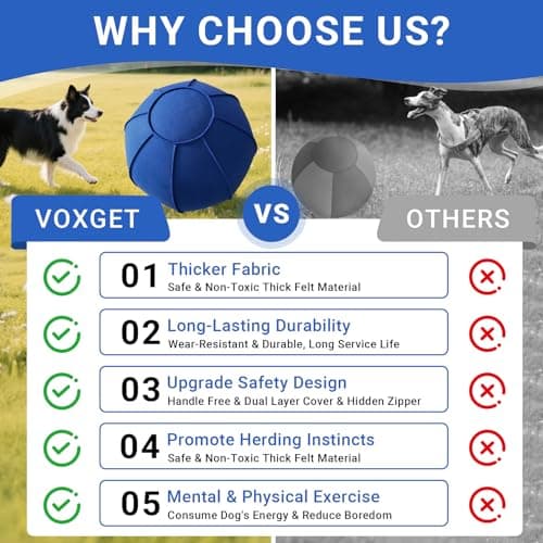 VOXGET Herding Ball Toy for Dogs and Horses, 25" Thickened Durable Herding Ball Set for Australian Shepherd, Interactive Dog Training Toys for Large Breeds Outdoor Play and Exercise Agility (Blue,L) - Thumbnail 3