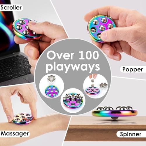 Fidget Toys for Adults | Metal Pop Its Fidget Scroller & Spinner | EDC Fidget Slider for Anxiety Relief Stress Desk Toy for Office Home Travel Gifts, Easter Basket Stuffers - Thumbnail 4