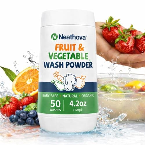 Fruit & Veggie Wash Powder, Natural Organic Produce Cleaner for Pesticides & Wax Removal, Baby Safe Eat Cleaner for Fruits & Vegetables, 50 Washes, 4.2oz (120g), Extra Matcha Powder & Tea Polyphenols - Image 1