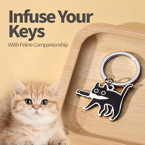 Yeedim Valentine'S Day Gifts - Cat Keychain For Teen Boys Teen Girls Women And Men - Black Cat Cool Stuff Accessories Funny Decor And Gag Gifts For Catty Lovers - Thumbnail 4