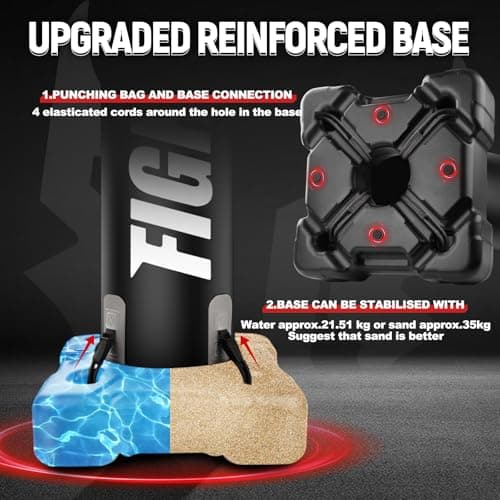 Standing Punching Bag for Adults, Upgrated Base Heavy Bag with Stand Boxing Training Equipment with MMA Gloves and Pump, 0.7mm Thickening Material Kicking Bag for Home Gym Workout Muay Thai Fitness - Thumbnail 3
