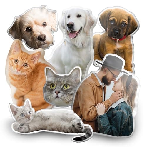 thobac Pet Photo Custom Pillow - Memorial Gift for Pets in Cat and Dog Face Shape, Ideal for Valentine’s Day and Father’s Day - Image 1