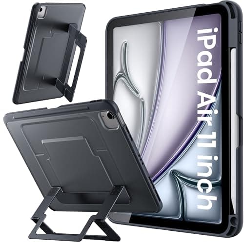 WSKEN for iPad Air 11 Inch Case - M4/M3/M2 (2026/2025/2024), iPad Pro 11, iPad Air 5th/4th Gen (2022/2020), Multi Adjustable Kickstand Cover, Ultra Stable Shockproof Cover with Pencil Holder, Black - Image 1