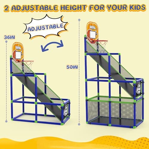 EagleStone Arcade Basketball Hoop Game Indoor, Ajustable Height Indoor Basketball Hoop with 4 Balls Storage Design for Kids,Perfect Sports Outdoor Play Toys for Kids Age 3 to 6 Years - Thumbnail 3