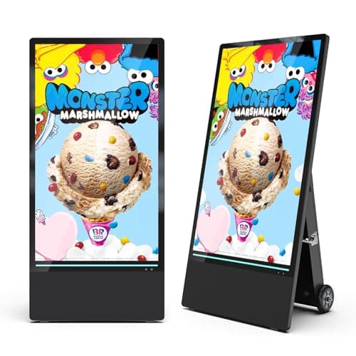 43 inch Outdoor Digital Signage Display, FHD 1800Nit LCD Screen, IP55 Waterproof, Rechargeable 10h Battery, USB/WiFi Portable Movable Display Kiosk, Split Screen Playback, Auto-Brightness, Android OS - Image 1