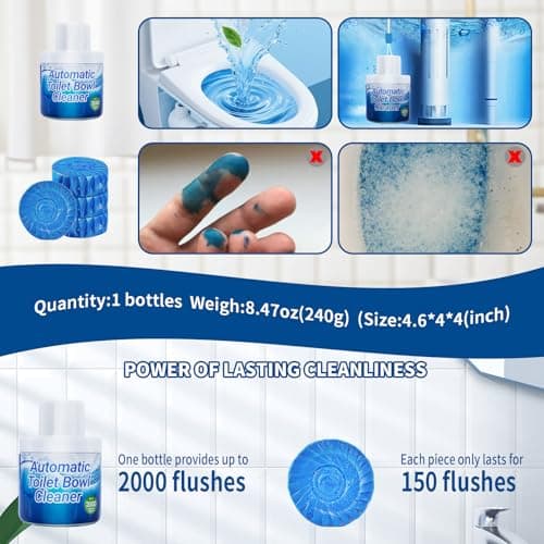 X-Txxlplus Toilet Bowl Cleaners, Toilet Cleaner, Automatic Long Lasting Continuous Toilet Bowl Cleaner, Prevent Stain Build Up Deep Clean, Each Pack for About 3 Months' Supply, Blue - Thumbnail 6