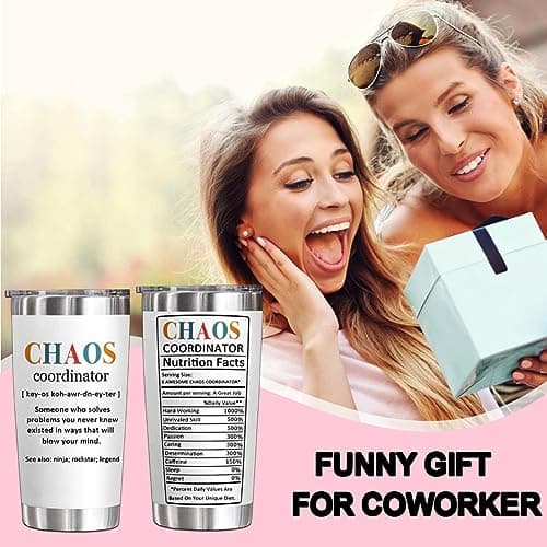 YXOTJHS Chaos Coordinator Tumbler, Chaos Coordinator Gifts for Women Boss Lady Coworker Manager Teacher Assistant Mom-Thank You Gift, Birthday Gifts for Women-20 Oz Stainless Steel Tumbler - Thumbnail 5