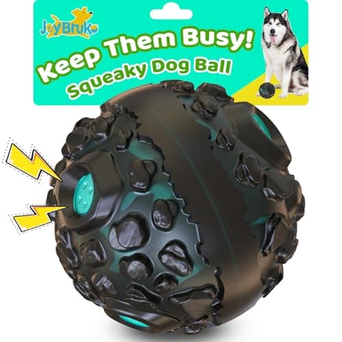 JoyBruko Dog Ball for Aggressive Chewers - Interactive Dog Toy Giggle Balls Fun Squeaky Sound to Keep Them Busy, Durable for Small Medium Large Breeds, Rubber Chew Toy As Seen on TV, Black & Lake Blue - Image 1