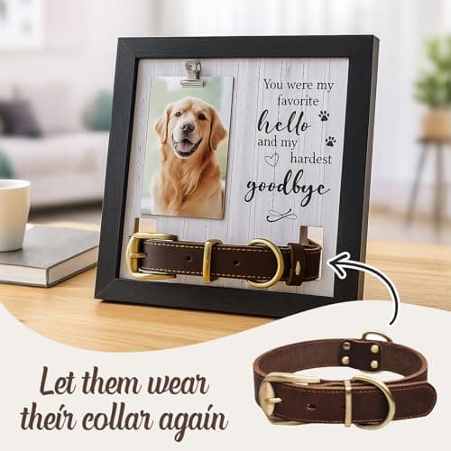 Hicustore Dog Frames for Pictures Memorial, Personalized Pet Picture Frame Memorial Gifts for Loss of Dogs, Pet Collar Frame with A Pet Dog Urns Keychain - Thumbnail 3