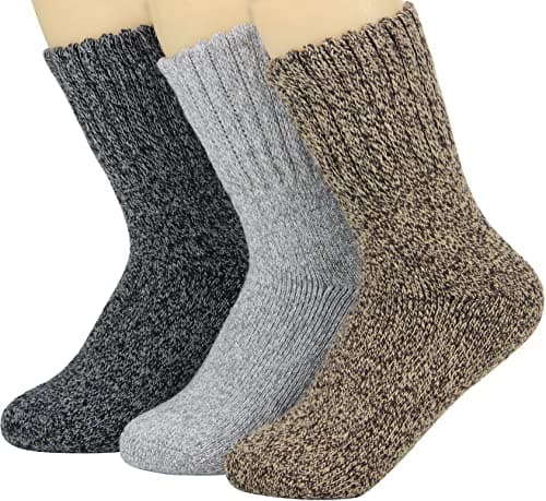 Weweya Thick Socks for Winter Womens Thick Warm Winter Vintage Knit Thermal Soft Comfort Crew Socks Home Sleeping Sock Black, Brown, Grey - Image 1