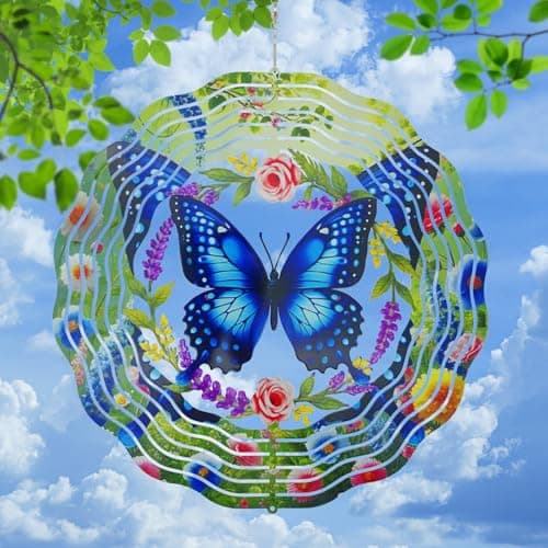 Wind Spinners Outdoor Butterflies - Birthday Gifts for Women Men Mom, Hanging Butterfly 12 inch 3D for Garden Decor for Outside, Patio, Yard, Outdoor - Image 1