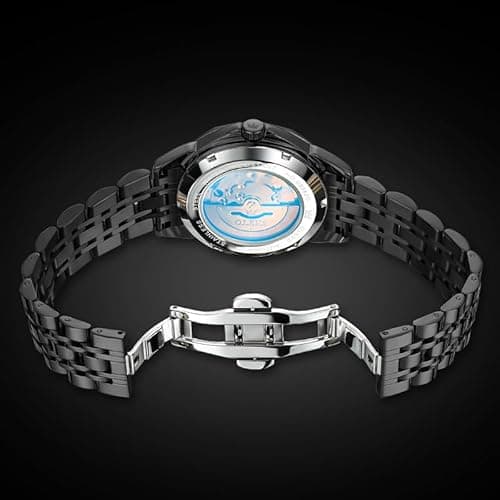 OLEVS Watch Men Fashion Luxury Black Large Mechanical Watches for Men Classic Stainless Steel Waterproof Mens Watch Classic Dress Automatic Day Date Self Winding Men's Watches Relojes para Hombres - Thumbnail 4
