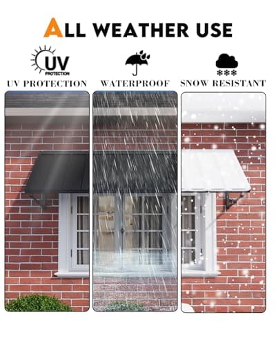 Metal Awning for Door Entrance, 54x24 Inches Adjustable Angle Window Awnings for Patio, Sunsetter Shade Canopy Outdoor Exterior for Front Doors, Windows, Porches, Balconies, Black - Thumbnail 6