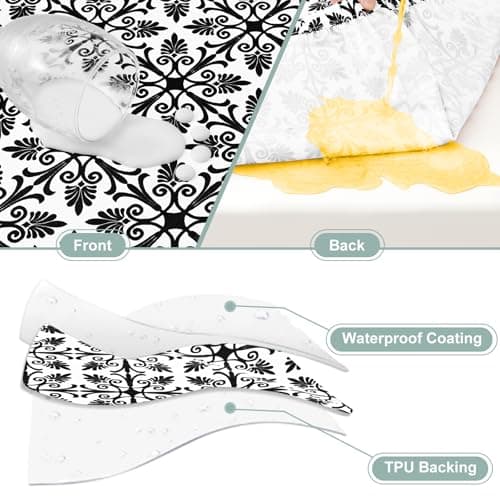 misaya Picnic Table Cover with Bench Cover, Waterproof Elastic Fitted Tablecloth for 6 Foot Tables, Rectangle Washable Polyester Tablecloths for Picnic, Camping, Outdoor (Black, 30" x 72") - Thumbnail 2