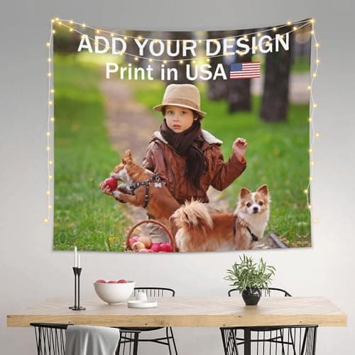 ANSTING Custom Tapestry with Photo, Ships Next Business Day, Print in USA, Personalized Picture Text Wall Hanging Banner Customized Image Background for Bedroom Decor (60x50in) - Image 1