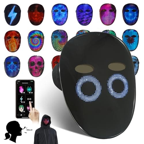 MOYACA Led Mask with Voice Recognition Gesture Sensing, Light up Mask with Programmable App Customize Patterns, Cool Toys Gifts for Halloween Christmas Costume Party - Image 1