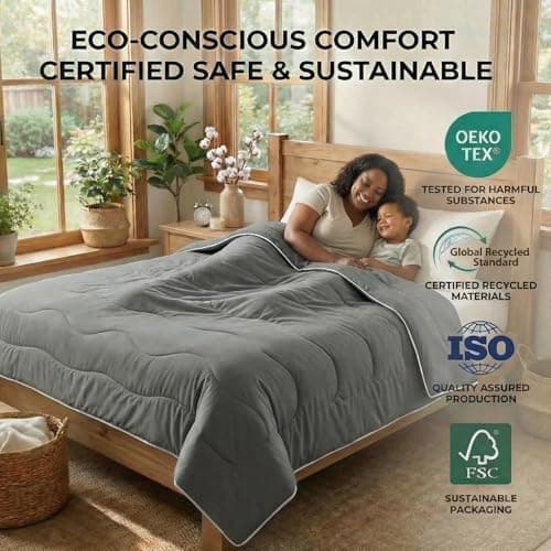 Cooling Comforter for Hot Sleepers & Night Sweats, Breathable Lightweight Cooling Blanket for Menopause & Summer, Soft Cool-to-Touch, Oeko-TEX, Grey, 60x80 Inches - Thumbnail 2