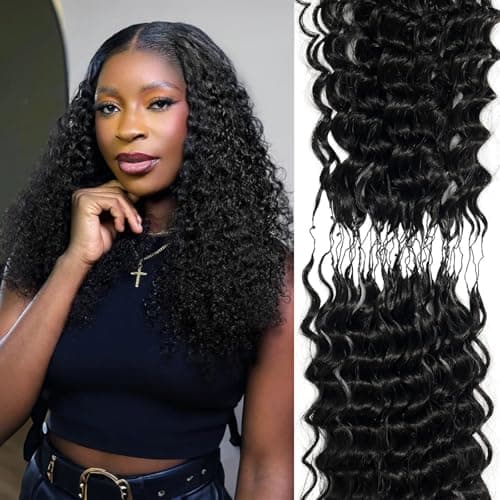 Crochet Human Hair Loose Deep Wave Reusable Knotless Human Hair Crochet 180G 150 Strands Human Crochet Hair for Black Women 20 Inch NC - Thumbnail 5