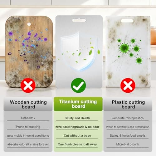Titanium Cutting Board, 100% Pure Titanium Cutting Boards for Kitchen, Dishwasher Safe Chopping Board, Double Side Designed for Separating Raw Meat, Fruits and Vegetables,Odor Resistant(12"L x 9"W) - Thumbnail 6