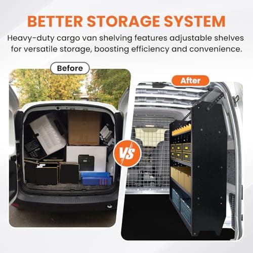 EONECROSS Cargo Van Shelving Storage System Low/Mid/High Roof Steel Van Shelves Fit for Ford Transit,GM,NV,Promaster,Sprinter and Metris,52" W x 46" H x 13" D - Thumbnail 2