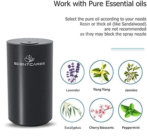 Sentiment Diffuser, Diffusers for Home, Scent Diffuser - Portable & Smart & Cordless Design, for 3 Cold Mist & Timer 1/2/3H (Black) - Thumbnail 2
