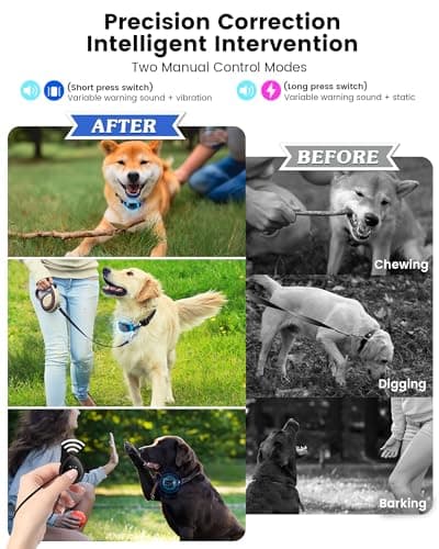 Anti Bark Collar for Dogs 8-150 lbs for Large, Medium and Small Dog, Rechargeable Static Shock Anti Bark Collar for Dogs 8-150 lbs with Remote, 5 Sensitivities, Beep Vibration Modes, IP67 Waterproof - Thumbnail 4