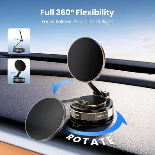 TECKNET Car Phone Holder,Vacuum Magnetic 360°Adjustable MagSafe Car Mount - Thumbnail 4
