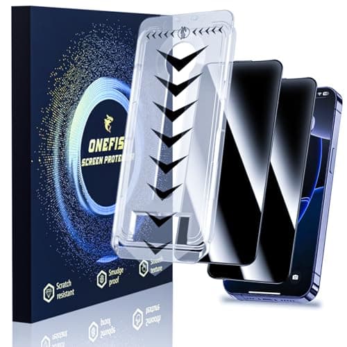 OneFish for iPhone 15(6.1 inch) Tempered Glass Screen Protector Full Edge Coverage? Privacy Auto Dust-Elimination Easy Installation Screen Protector [2 Pack] - Image 1