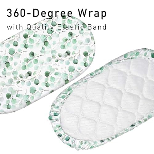 Gllquen Baby Bassinet Sheets 4 Pack, Breathable Cozy Fitted Mattress Sheet, Elastic Travel Crib Fashionable Floral Pattern, Standard Cradle Safe Sheets for Baby Boys Girls 32"x16"(Greenery) - Thumbnail 4