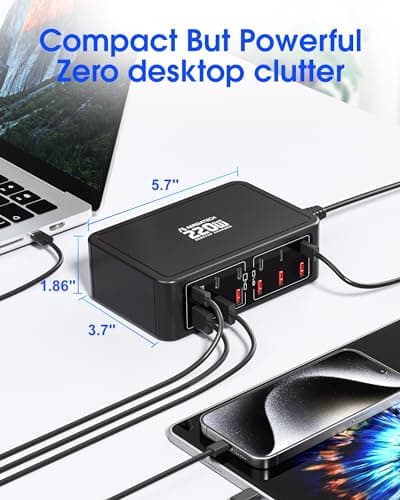 220W GaN Charger Hub, 12 Port USB C Charging Station with PD 65W - Thumbnail 6