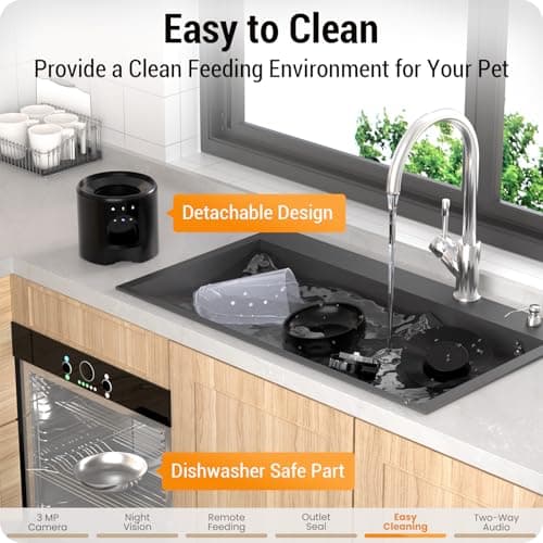 Automatic Cat Feeder with 3MP Camera: 5G WiFi Automatic Dog Feeder with Night Vision, 5L Timed Auto Cat Food Dispenser with APP for Pet, Detachable for Easy Clean-21 Cups - Thumbnail 6