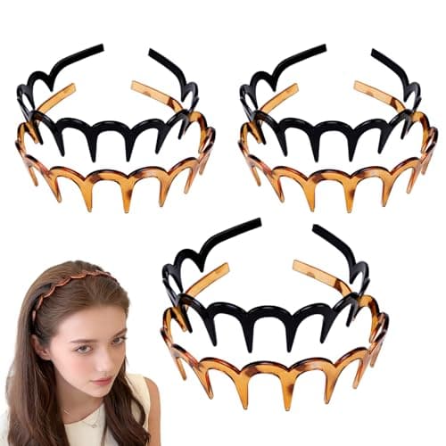 LYNRUI 6Pcs U Shape Fashion Tooth Hair Comb Headband,High Cranium Headbands for Women's Hair, Reversible Korean Headbands with Teeth ﻿ (Mix 6Pcs, M) - Image 1