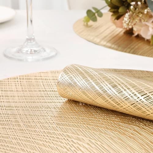 U'Artlines 12 Pack Placemats Metallic Hollow Out Mats Vinyl Non-Slip Heat Insulation Kitchen Table Mats - Thumbnail 3