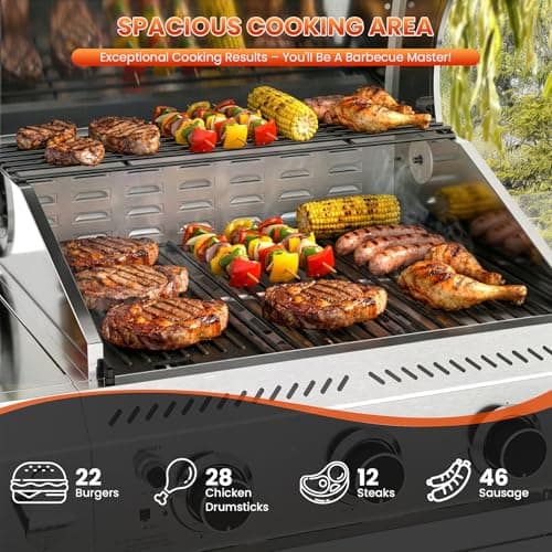 WAA Portable Propane Griddle, Tabletop Portable Propane Gas Grill, Stainless Steel Flat Top Grill, Outdoor Cooking for Tailgating,Camping, RVs, BBQ, Patio, Silver (3-Burner-2) - Thumbnail 3