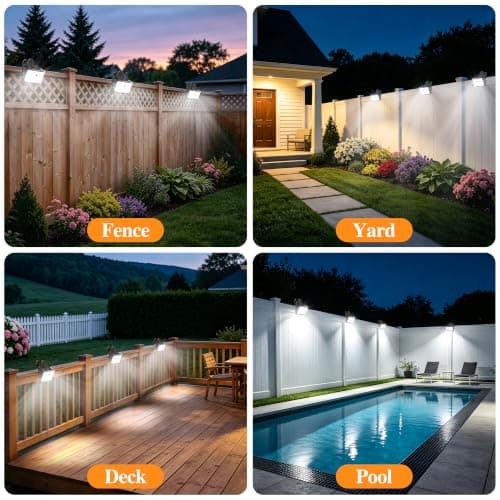 Fabrito 268LEDs Clip On Solar Lights Outdoor with Motion Sensor, 650LM Solar Fence Lights Outdoor Waterproof with 3 Lighting Modes, Bright Solar Deck Lights for Fence, Wall, Patio, Garden, 4Pack - Thumbnail 6