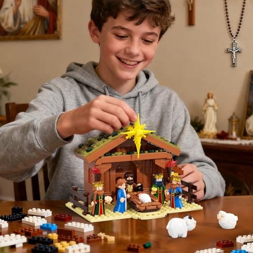 SHAREHB Jesus Building Block Set, Easter Nativity Building Kit, 252PCS Bible Story Jesus Figures Toys(Includes 6 Character Models), Gifts for Easter for Adults & Kids Boys Girls 6-12+ - Thumbnail 4