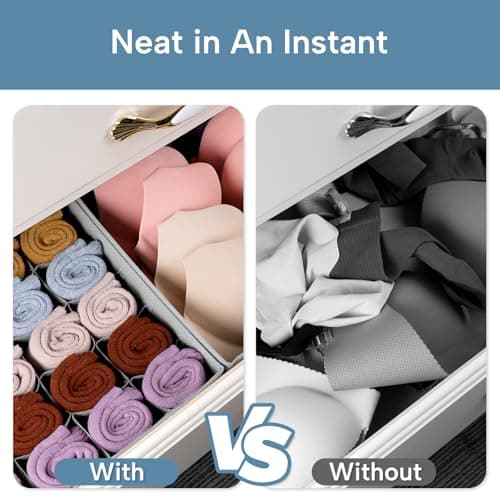 Criusia Drawer Organizer Clothes, 8 Pack Dresser Organizer for Underwear, Sock, Baby Clothes- Foldable Closet Organization and Storage Dividers Bins for Nursery, Bedroom (Grey) - Thumbnail 2