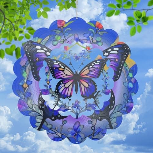 Wind Spinners Outdoor Butterfly - Birthday Gifts for Women Men Mom Grandma, Hanging Butterflies 12 inch 3D for Garden Decor for Outside, Patio, Yard, Outdoor - Image 1